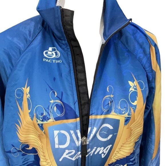 Pactimo Blue Cycling Racing Jacket DWC Racing Zipper Front Long Sleeve Size L - Picture 2 of 5